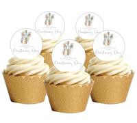 15 Pre-Cut Christening Day Baby Boy Cute Rabbit Edible Wafer Paper Cake Cupcake Toppers Decorations - 5cm circles