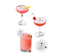 15 Pre-Cut Happy Halloween Spider Web Edible Wafer Paper Cocktail Drinks Champagne Prosecco Toppers Decorations - 5cm circles