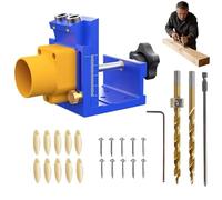 15° Precision Pocket Hole Jig Kit,Pocket Hole Drill Guide Jig Set,Metal Pocket Screw Jig System with 15 Degree Joint Angle Tool,Dowel Drill Joinery Screw Kit DIY Woodworking Carpentry Locator (Blue)