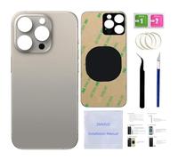 15 Pro Back Glass Replacement for iPhone 15 Pro Back Cover Glass (Natural Titanium, 6.1 Inches) with Pre-Installed Tape +Installation Instruction + Repair Tools (Natural Titanium)