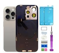 15 Pro Back Glass Replacement with Plate & Flex Cable and All Parts for iPhone 15pro Back Cover Glass (Natural Titanium, 6.1 Inch) + Waterproof Tape + Repair Tools (Natural Titanium)