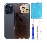 15 Pro Max Back Glass Replacement Kit with Plate & Flex Cable and All Parts, Blue Titanium, 6.7 Inch for iPhone 15Pro Max Back Cover Glass, with Repair Tools (Blue Titanium)