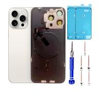 15 Pro Max Back Glass Replacement Kit with Plate & Flex Cable and All Parts, White Titanium, 6.7 Inch for iPhone 15Pro Max Back Cover Glass, with Repair Tools (White Titanium)