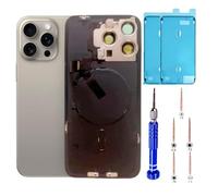 15 Pro Max Back Glass Replacement with Plate & Flex Cable and All Parts for iPhone 15 Pro Max Back Cover Glass (Natural Titanium, 6.7 Inch) + Waterproof Tape + Repair Tools (Natural Titanium)