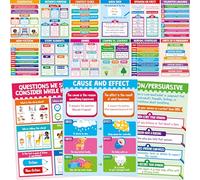 15 Reading Strategy Posters, Thick Water & Tear Resistant English Language Poster, Educational Reading Comprehension Posters for Bulletin Board, Classroom, School Supplies, Wall Decor (14.5” x 11”)