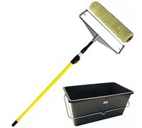 15" Roller Paint Sleeves & Metal Double Arm Frame Set - Includes Extension Pole & Scuttle Bucket - Professional Masonry & Ceiling Painting Kit - Heavy Duty Site Work Decorating Tools