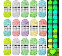 15 Rolls Glow in The Dark Yarn Luminous Knitting Crochet Yarn for Crocheting DIY Glow Fingering Weight Yarn for DIY Arts Crafts Sewing Glow in The Dark Party Supplies, 820 yd Roll