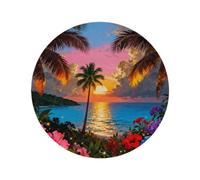 15" Round Placemats Set of 1, Tropical Beach Sunset Heat Resistant Washable Table Mats, Non Slip Wipeable Place Mats for Kitchen Dining Holiday Party Table Decor, Indoor & Outdoor Use