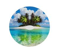 15" Round Placemats Set of 1, Tropical Island Heat Resistant Washable Table Mats, Non Slip Wipeable Place Mats for Kitchen Dining Holiday Party Table Decor, Indoor & Outdoor Use