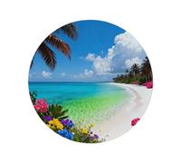 15" Round Placemats Set of 1, Tropical Palm Beach Heat Resistant Washable Table Mats, Non Slip Wipeable Place Mats for Kitchen Dining Holiday Party Table Decor, Indoor & Outdoor Use