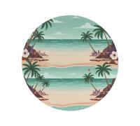 15" Round Placemats Set of 1, Tropical Palm Tree Beach Heat Resistant Washable Table Mats, Non Slip Wipeable Place Mats for Kitchen Dining Holiday Party Table Decor, Indoor & Outdoor Use