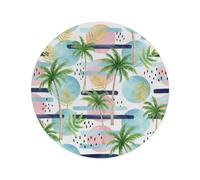 15" Round Placemats Set of 1, Tropical Palm Tree Heat Resistant Washable Table Mats, Non Slip Wipeable Place Mats for Kitchen Dining Holiday Party Table Decor, Indoor & Outdoor Use