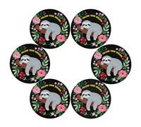15" Round Placemats Set of 6, Follow Your Dreams Sloth Heat Resistant Washable Table Mats, Non Slip Wipeable Place Mats for Kitchen Dining Holiday Party Table Decor, Indoor & Outdoor Use
