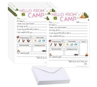15 Set Summer Camp Letter Writing Kit with Envelopes 5. 12 x 7. 87 inch Outdoor Adventure Camp Game Card Campers Fill in the Blank Notes of Boys and Girls Camping Activity Counselor Gift (white)