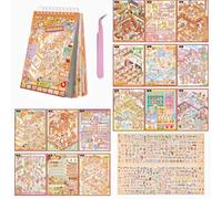 15 Sets 3D DIY Stickers Scene,3D Mini House Stickers Book Set for Adults with Tweezers Make Your Own Room Cartoon Capybara Sticker Scene Therapy for Adults Girls Relief Stress Pass The Time Gift