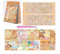 15 Sets DIY 3D Sticker Scene Collection Book DIY Isometric House Sticker Therapy for Adults Stress Relief Pass The Time Beautiful Cute Cartoon House Isometric 3D Space DIY Scene Stickers Book