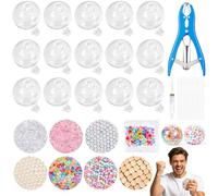 15 Sets DIY Stress Ball Making Kit, Empty Squishy Maker Kit with 2.4'' 15 Clear TPR Ball Skins, 7 Fillers, Air Pump & Expander Tool for ASMR Anxiety Relief, Crunchy Sensory Play
