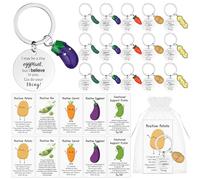15 Sets Emotional Support Gifts Inspirational Pun Cards Positive Potato Cucumber Keychains Employee Appreciation Gift Thank You Keyring Encouragement Gifts for Coworker Team Staff Teacher Colleagues