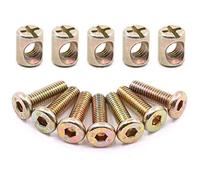 15 Sets Furniture Bolt Nut Set M6 Hex Socket Cap Screw Bolt Nuts Kit 45mm Zinc Plated Flat Head Bolt Barrel Nut Screw Nuts for Furniture Crib Chair