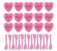 15 Sets Plastic Heart Shaped Facial Mask Mixing Bowl, Pink Facemask Bowl DIY Skin Care Mixing Tool Kit with Spatulas for Mud Masks, Home Salon, and Beauty Salon Use, Face Mask Applicator Tool(15 Pcs)