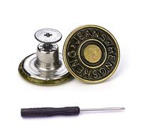 15 Sets Replacement Jeans Buttons, 17mm No-Sew Nailess Removable Metal Jeans Button Replacement Repair Combo Thread Rivets and Screwdrivers