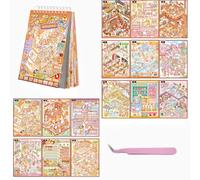 15 Sets Scene Stickers,3D Mini House Stickers Book Set for Adults with Tweezers Make Your Own Room Cartoon Large Size Sticker Scene Therapy for Adults Relief Stress Pass The Time Gift