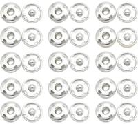 15 Sets Sew-on Snap Fasteners - Metal Snap Buttons for Clothes, Purses, Handbags & DIY Sewing Projects - Press Studs for Fabric Attachment (Silvery) - 15mm