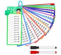 15 Sheet Time Tables Flash Cards for kids 0-12 Math games poster Multiplication Flash Cards with 2 Dry Erase Pens 1st to 3rd Grade classroom home Educational Start of school season