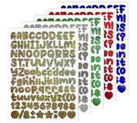 15 Sheets 1/2 Inch SHUNYINLAI Shining Letter Number Stickers - 1680 Pieces Capital Small Sticker for Scrapbook,Name,Water Bottle,Cap,Crafts and DIY(Gold,Silver,Red,Blue.Green