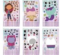 15 Sheets Make-a-face Sticker, Sheets Make Your Own Animal Mix and Match Sticker, Filler Favors Stickers for Birthday Party Supplies Gifts - 15x21cm/5.9x8.3 inch