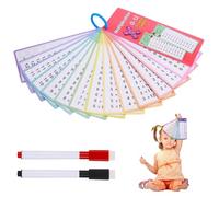 15 Sheets Multiplication Flash Cards Set 0-12 Times Table Chart Reusable Maths Flashcards with 2 Dry Erase Markers & Storage Rings Interactive Learning Game for Key Stage Classroom, Home Education