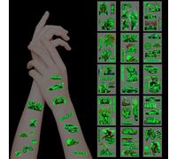 15 Sheets Race Car Glow in Dark Temporary Tattoos for Boys Luminous Checkered Flag Racing Car Tattoo Stickers Waterproof Cute Racing Car Themed Birthday Party Favors,School Rewards Prizes & Gifts