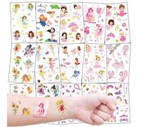15 Sheets Temporary Tattoos for Kids Party Bag Fillers, Fairy Princess Themed Tattoos for Boys Girls Birthday Gift Favors