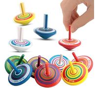 15 Spinning Tops for Children Wooden Shelves as Party Bags for Children's Birthday or Party Favours Small Gifts Gift Bags Birthday Bags Patience Games Treasure Chest (Colour Random)