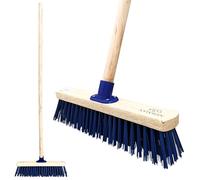 15" Stiff Broom with PVC Bristles - Heavy-Duty Outdoor Yard Brush, 120cm Wooden Handle & Durable Support Bracket for Garden Sweeping