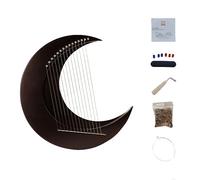 15 String Lyar, Thumb Harp, String Moon Shape, Original Wood Color Black Optional, Small Musical Instrument For Beginners, Easy To Learn Professional Harp, Send Tuning Wr,Piano+Stand