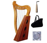 15 Strings Harp, 24inch/ 64cm Height Solid Mahogany Wood, With Tuning Wrench, Gig Bag, Spare Strings, English Music Score, Best Gift For Beginner Adult Kids
