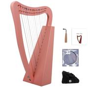 15 Strings Irish Celtic Harp for Music Lovers Beginners, Nylon Strings Lyre Harp with Durable Bag Tuning Wrench Music Book and Spare Strings(Pink)