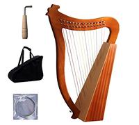 15 Strings Knee Harp Solid Mahogany Wood, 24inch/64cm Tall Musical Instrument, With Tuning Wrench, Black Gig Bag, Spare Strings And English Music Score