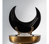 15 Strings Lyre Harp, C Tone Moon Lyre Harp for Kids & Adults, Wooden Musical Instrument with Stand (Color : Black_With stand)