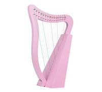 15 Strings Lyre Harp, Mahogany Body Maple Saddle Knee Harp, Carved Note Tuning Wrench, Carved Phonetic Symbols, Exquisite Carvings, For Music Lovers Beginners (Color : Pink)