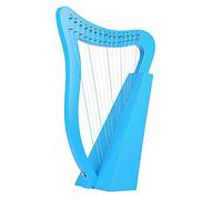 15 Strings Lyre Harp, Mahogany Body Maple Saddle Knee Harp, Carved Note Tuning Wrench, Carved Phonetic Symbols, Exquisite Carvings, For Music Lovers Beginners (Color : Blue)