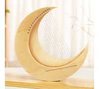15 Strings Lyre Harp, Wooden Musical Instrument with Stand, C Tone Moon Lyre Harp for Kids & Adults (Color : Burlywood_Without stand)