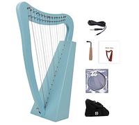 15 strings mahogany harp, Nylon strings Irish Celtic harp with durable bag, tuning wrench and spare strings, suitable for music lovers, beginners, children, adults (Color : Pink-Blue_Pickup Included