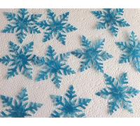 15 Stunning 3D Pre-Cut Large Edible Snowflakes/ Crystals; 6cm; Ice Blue Designed; Stand-Up Wafer Paper Christmas, Frozen Cake/Cupcake Topper/Decoration