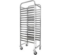 15-Tier Stainless Steel Bun Pan Bakery Rack with Wheels, Heavy Duty Baking Tray Speed Rack for Kitchen & Restaurant ()