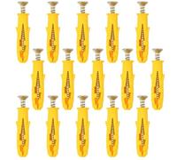 15 Wall Plugs With Screws, M10x50mm Heavy Duty Wall Fixings, Yellow Fish Plastic Anchors With 304 Stainless Steel Nails For TV Bracket, Satellite Dish, Fence, Shelves, Radiator