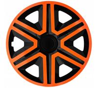 15" Wheel Covers Hubcaps Universal 4 PCS Car Weather Resistant Black Orange ABS