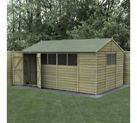 15 x 10 Forest 4Life Reverse Apex Shed with Double Doors 25yr Guarantee