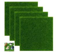 15 x 15 cm Fake Grass Mat,4 PCS Model Grass,Miniature Artificial Grass Mat,Modelling Grass,Artificial Grass Mat,Artificial Graden Grass for Craft,Artificial turf for Modelling, Dolls House, Toy Farm
